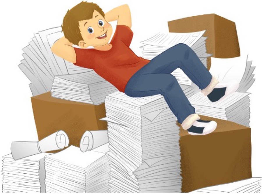 Joey relaxing on a pile of leases