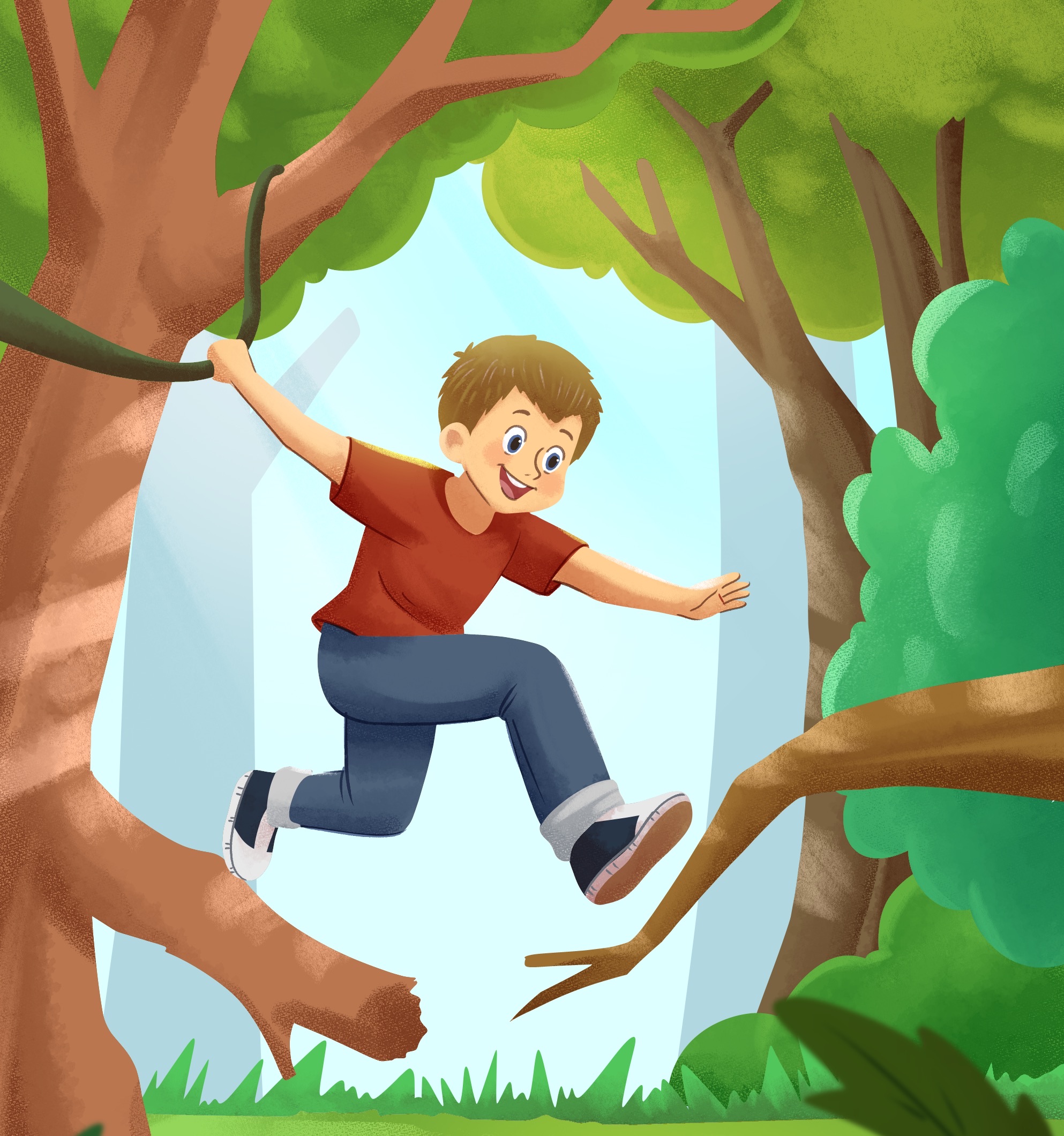Joey swinging through the trees